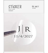 Şeffaf Etiket 48 Adet 3cm Sticker Nişan Nikah Süsü Etiketi
