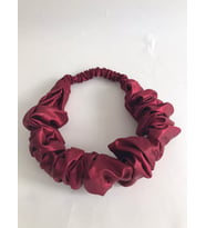 Kadın Bordo Saten Büzgülü Scrunchie Saç Bandı