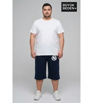 Büyük Beden Erkek N Baskılı Şort Rahat Kalıp Basic Penye 3XL-6XL SPR26BSR591-19