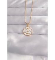 316L Çelik Gold Renk Beyaz Mineli Karışık Figürlü Tarot Kolye TJ-BKO9041