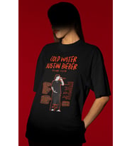 Tasarım Cold Water Justin Bieber Şarkıcı Baskılı Unisex Oversize Tişört