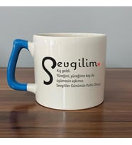 Sevgilim Baskılı Mavi Kulplu D Kupa