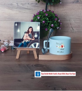 Anneye Hediye Fotoğraflı Dekoratif Taş, Kupa Bardak Beyaz Hediye (Model 8)