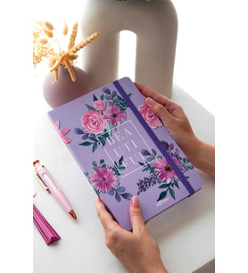 Çiçekli Defter Kareli Mor 17x24 cm