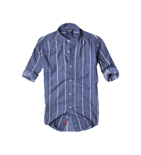 Alaska The Last Frontier Slim Fit Saf Pamuk Kumaş Hakim Yaka Uzun Kol Gömlek-çizgili Koyu Mavi- Çok Renkli S