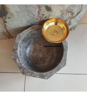 Gümüş Traverten Elmas Kesim Kurna (Gri)