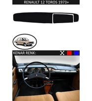 Renault 12 Toros 1973+ Için Uygun Torpido Koruma Halısı Siyah Kenar Renk Siyah