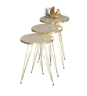 Zigon Sehpa Gold Krem Tel 1044