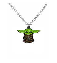 Star Wars Baby Yoda (Grogu) Figürlü Kolye – 60 cm Zincirli Uzay Temalı Sevimli Takı (Gümüş)