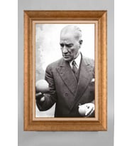 Altın Varaklı Paspartulu Çerçeveli Atatürk Tablo nt1151