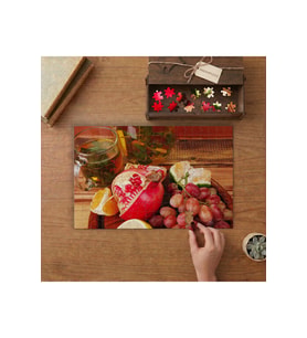 Servis Tahtası Meyveler ve Bitki Çayı Tasarımı 240 parça Ahşap Puzzle Ahşap Kutuda MP01796