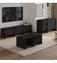 Laris Üçlü SET – TV Sehpası, Konsol ve Orta Sehpa ile Modern Yaşam Alanları İçin Takım (Siyah)