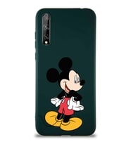 Huawei P Smart S Soft Premier Kapak Mickey Mouse-D Tasarımlı Silikon Kılıf - Yeşil (Şeffaf)