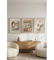 Modern Minimalist Soyut Geometrik Formlar 3’lü Ahşap Çerçeveli Tablo Seti