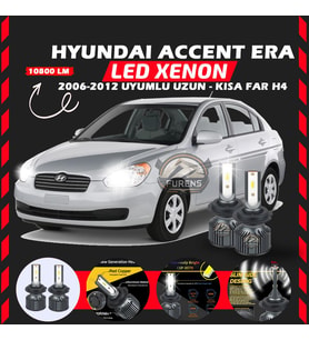 Hyundai Accent Era 2006-2012 Uzun-Kısa Far Uyumlu Şimşek Etkili Led Xenon Premium Series H4