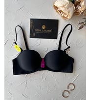 Violet Dikişsiz Lazer Kesim Double Push-Up Balensiz İz Belli Etmez Straplez Kesim Kaliteli Sütyen (Siyah)