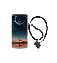 Samsung Galaxy M20 Kılıf Silikon Desen Boyun Askılı Ay Ve Kız 1720
