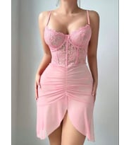 Fantezia Night Kadın Pembe Transparan Fantezi Gecelik 2300