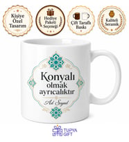 Konyalı Yazılı Özel Baskılı Kupa Bardak Hediye - Konya Temalı Anlamlı Hediye