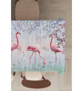 Pembe Flamingolu Dokuma Leke Tutmaz Masa Örtüsü MSO428