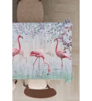 Pembe Flamingolu Dokuma Leke Tutmaz Masa Örtüsü MSO428
