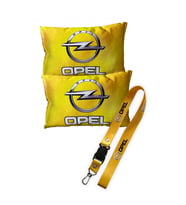 Opel Logolu Sarı Dijital Baskılı Araç Boyun Yastığı & Oto Ayna Askısı – 2’li Set
