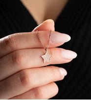 925 Ayar Gümüş Rose Kaplama Minimal Yıldız Kolye