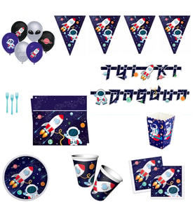 Uzay Temalı Doğum Günü Süsleri Astronot Masa Seti Parti Seti Ekonomik Set 16 Kişilik-