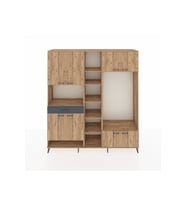 Hyperion Dolap 12 Raflı Tek Çekmeceli 8 Kapaklı 220x44x243 Çam-Çam/Antrasit