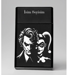 Joker & Harley Desenli Metal Tabaka – Kişiye Özel İsimli Hediyelik