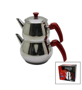 ORTA BOY KÜRE ÇELİK ÇAYDANLIK SETİ ÜST: 1LT - ALT: 1.60LT (5668)