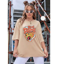Unisex Girl Gang Baskılı T-shirt (Bej)