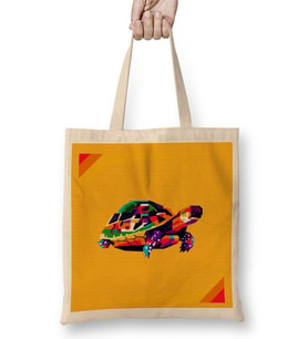 Colorful Turtles In Pop Art Design Bez Çanta Uzun Saplı