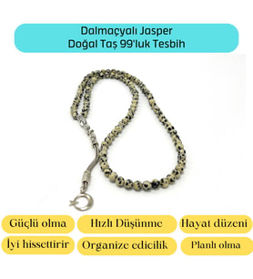 Sertifikalı Dalmaçyalı Jasper  6mm 99luk Doğal Taş Tesbih