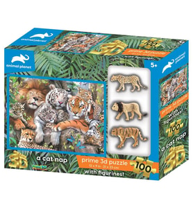 Prime 3D - Vahşi Kediler 100 Parça Puzzle ve Figür Set 15544
