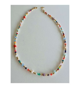 RENKLİ BONCUKLU KOLYE 40 CM ACR7391 (Çok Renkli)