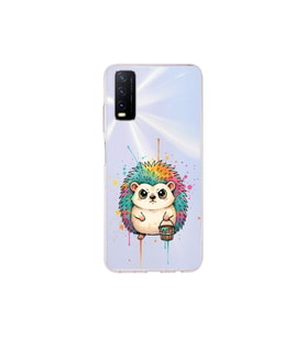 Vivo Y20S ile Uyumlu Splash Kirpi Tasarımlı Şeffaf Silikon Kılıf