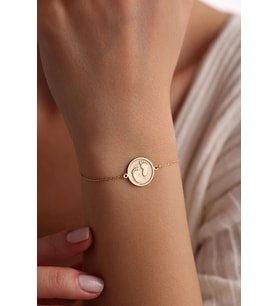 Kişiye Özel 925 Ayar Gümüş Bebek Ayak İzi Model Bileklik (Gold)