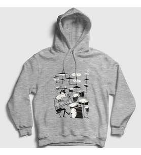 Presmono Unisex Gri Drums Baterist Hediye Müzisyen Musician Kapüşonlu Sweatshirt 508107tt (Gri)