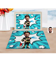 BK Gift Kişiye Özel İtfaiyeci Karikatürlü 1000 Parça Profesyonel Puzzle-1