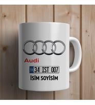 Kişiye özel AUDİ plakalı isimli kupa bardak
