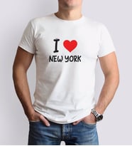 BK Gift I Love New York Tasarımlı Erkek Yuvarlak Yaka Tişört-1 (Beyaz)