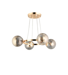 Gold 4 Lü Halka Füme Glop Camlı Modern Avize