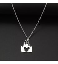 Gümüş  Mickey Mouse Detaylı Şato Kolye