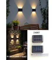 Solar Güneş Enerjili 10 LED li Aplik Duvar Aydınlatma Çift Yönlü Gün Işığı Bahçe Dekorasyon