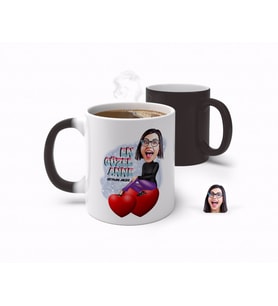 BK Gift Kişiye Özel Anneler Günü Temalı En Güzel Anne Karikatürlü Sihirli Kupa Bardak-1 (Beyaz)