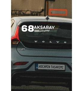 68 Aksaray Sarıyahşi Plaka Kodlu Beyaz Araç Sticker Sarıyahşi İlçe Yazılı Aksaray Özel Tasarım 40x8 cm Şehir ve İlçe Temalı Kaliteli Sticker
