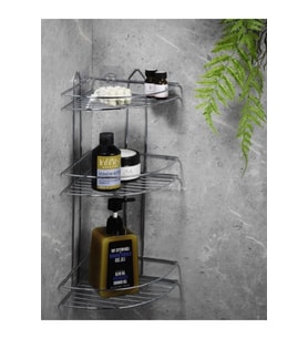 3 Katlı Metal Banyo Köşeliği Şampuan Rafı