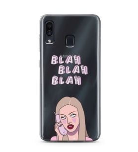 Samsung Galaxy A20/A30 Uyumlu Blah Blah Blah Mean Girls Desenli Şeffaf Telefon Kılıfı
