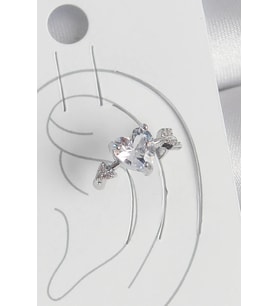 Pirinç Gümüş Renk Zirkon Taşlı Yıldız Model Kadın Kıkırdak Küpe - TJ-BKP10562